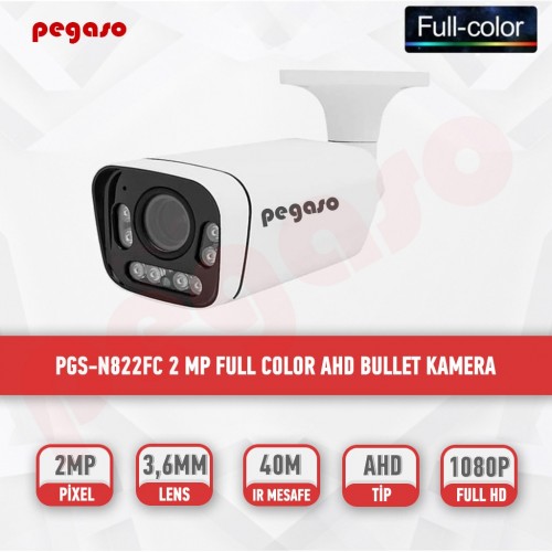 PEGASO PGS-N822FC 2 MP FULL COLOR 3,6MM 8 WARM LED  AHD BULLET GÜVENLİK KAMERASI